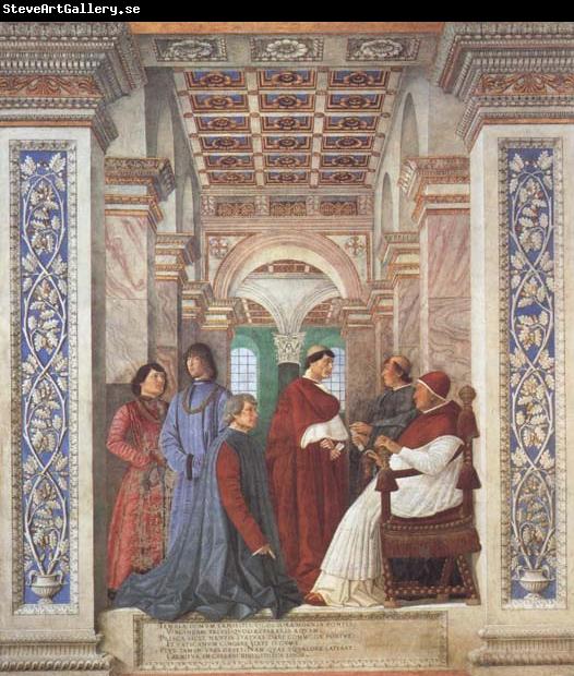 Melozzo da Forli Pope Sixtus IV appoints Platina as Prefect of the Vatican Library (mk45)